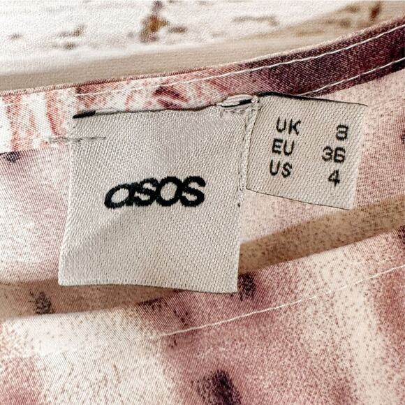 Asos Women's Floral Sleeveless Asymmetrical Hem Dress Ombré Pink Cream Size 4 - Picture 7 of 12